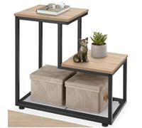Tectake Bedside Table Halifax - Industrial Style, With 2 Shelves, Grid Shelf, 60.5 X 35.5 X 60.5 Cm - Industrial Wood Light, Oak Sonoma