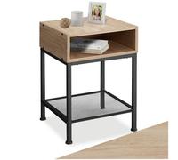 tectake Bedside table Harlow - lamp table, side table - industrial wood light, oak Sonoma