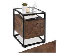 Tectake Bedside Table Kidderminster 40X43X60.5Cm With Shelf & Cupboard - Brown