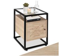 Tectake Bedside Table Kidderminster 40X43X60.5Cm With Shelf & Cupboard - Light Brown