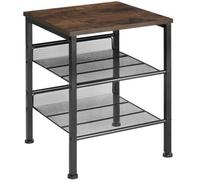 Tectake Bedside Table Lincoln - Industrial Style, With Shelf, 2 Grid Shelves, 40.5 X 40 X 50.5 Cm - Industrial Wood Dark, Rustic