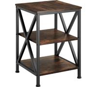 Bedside table wood metal coffee table shelves shelf table industrial light dark