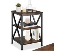 Bedside table wood metal coffee table shelves shelf table industrial light dark