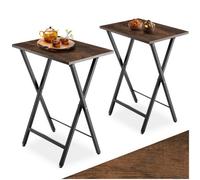 Tectake Bedside Table Phoenix Set Of 2 - Industrial Style, Foldable 2 Industrial Wood Dark, Rustic