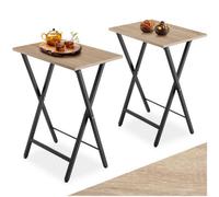Tectake Bedside Table Phoenix Set Of 2 - Industrial Style, Foldable 2 Industrial Wood Light, Oak Sonoma
