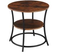 Tectake Bedside Table Saint Louis - Industrial Style, Round, With 2 Shelves, 55 X 56 Cm - Industrial Wood Dark, Rustic