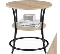Tectake Bedside Table Saint Louis - Industrial Style, Round, With 2 Shelves, 55 X 56 Cm - Industrial Wood Light, Oak Sonoma