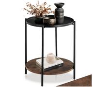 Tectake Bedside Table Sunderland - Industrial Style, Round With 2 Shelves, 45.5 X 54.5 Cm - Industrial Wood Dark, Rustic
