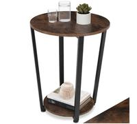 Tectake Bedside Table Swindon - Industrial Style, Round With Large And Small Shelf, 50 X 62.5 Cm - Industrial Wood Dark, Rustic