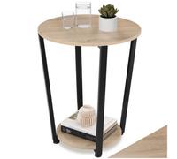 Tectake Bedside Table Swindon - Industrial Style, Round With Large And Small Shelf, 50 X 62.5 Cm - Industrial Wood Light, Oak Sonoma