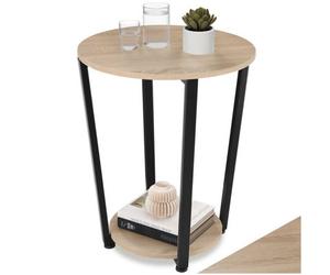 Tectake Bedside Table Swindon - Industrial Style, Round With Large And Small Shelf, 50 X 62.5 Cm - Industrial Wood Light, Oak Sonoma