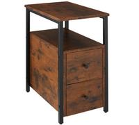 Tectake Bedside Table Tullamore - 2 Shelves And 2 Drawers - Industrial Wood Dark, Rustic