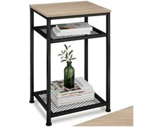 Tectake Bedside Table York - Industrial Style, With 2 Grid Shelves, 45.5 X 36 X 75.5 Cm - Industrial Wood Light, Oak Sonoma