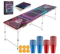 Beer Pong Table LED Drinks Cup Set Game Tournament Table Party Drinking Games