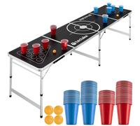 Tectake Drink Pong Table - Foldable, Height-Adjustable, 100 Cups, 6 Balls