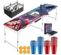 tectake Beerwars Ii Aluminum Beer Pong Table, Ice Compartment, Led Lighting TECTAKE Multicolor