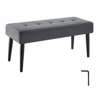 tectake Bench Glora Upholstered With Quilted Pattern, Weight Capacity 220 Kg in Grey TECTAKE Grey