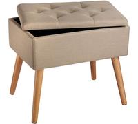Tectake Ranya Bench Upholstered Linen Look w/ Storage Space - Sand Brown, Yellow