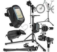 Tectake Bicycle Repair Stand And Frame Bag Set Is Folding, Lightweight And Durable Type 2- Black