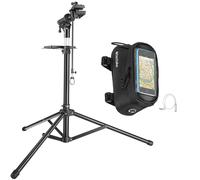 Tectake Bicycle Repair Stand And Frame Bag Set Is Folding, Lightweight And Durable Type 1- Black