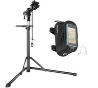 Tectake Bicycle Repair Stand And Frame Bag Set Is Folding, Lightweight And Durable Type 2- Black