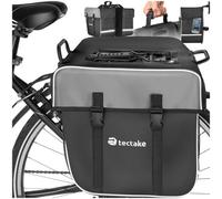 TecTake® 35L Bike Bag with 2 Large Compartments & Mesh Pockets, Pannier Bag with Water-Repellent 600D Oxford Fabric, Reflective Strips & Carry Handle, Double Bike Basket for Rear Rack, Quick Mounting