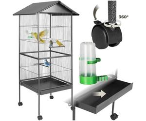 Tectake Bird Cage - Bird Aviary With Pitched Roof, 162 Cm - Anthracite