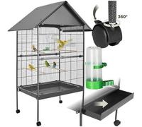 Bird Cage with Pitched Roof 168cm Water Dispenser Perches Grill Doors Pet New