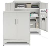 Tectake Blake Filing Cabinet, Magnetic Closure, 2 Adjustable Shelves - Set Of 2 - Grey