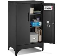 Tectake Blake Filing Cabinet, Magnetic Closure, Adjustable Shelves - Per Piece - Black