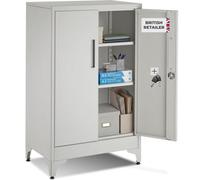 Tectake Blake Filing Cabinet, Magnetic Closure, Adjustable Shelves - Per Piece - Grey