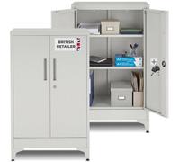 Tectake Blake Filing Cabinet, Magnetic Closure, Adjustable Shelves - Set Of 2 - Grey