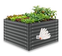 Tectake Blomma Raised Bed, Galvanized, Various Sizes 100 X 100 X 62 Cm - Anthracite