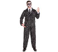 Mens Suit Bone Print Skeleton Halloween Costume Fancy Dress Outfit Adult Tuxedo