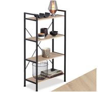 Tectake Bookcase Leeds 4 Shelves - Industrial Wood Light, Oak Sonoma