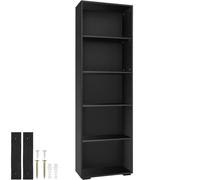 tectake Bookshelf, With 5 Shelves Lexi in Black TECTAKE Black