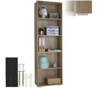 tectake Bookshelf, With 5 Shelves Lexi in Light Oak TECTAKE Light Oak
