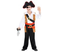 tectake Boy's Captain One-Eyed Oli Costume | Size: 9-10 Years TECTAKE Multicolor 9-10 Years