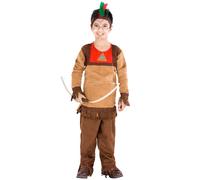 tectake Boy's Eagle Eye Native American Costume in Brown | Size: 3-5 Years TECTAKE Brown 3-5 Years