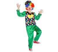 tectake Boy's ' Freddy The Clown Costume in Green | Size: 7-8 Years TECTAKE Green 7-8 Years