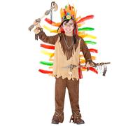 tectake Boy's Little Sioux Native American Costume in Brown | Size: 12-14 Years TECTAKE Brown 12-14 Years