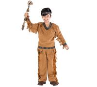 tectake Boy's Lonely Wolf Native American Costume in Brown | Size: 8-10 Years TECTAKE Brown 8-10 Years