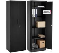 Tectake Brandon Filing Cabinet, Magnetic Closure, Adjustable Shelves - Set Of 2 - Black