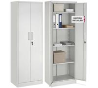 Tectake Brandon Filing Cabinet, Magnetic Closure, Adjustable Shelves - Set Of 2 - Grey