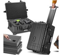 Tectake Camera Case - Hard Shell, Foam Inserts, Waterproof, Telescopic Handle 45 X 26 X 58 Cm - Black