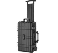 tectake® Camera Case - Shock-Resistant, Dust- & Waterproof Box with Wheels & Telescopic Handle, Incl. Cube Foam Inlays - 34.5 x 23 x 56 cm Hard Case with Snap Closures & Seal Ring - Black
