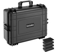 tectake® Camera Case with 35L Volume, Dust-, Water- & Impact-Resistant, 4 Foam Inserts, 4 Snap Closures, Equalising Valve & Ergonomic Carry Handle - 56 x 42 x 21 cm Hard Case for Equipment