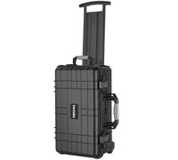 tectake® Camera Case - Shock-Resistant, Dust- & Waterproof Box with Wheels & Telescopic Handle, Incl. Cube Foam Inlays - 34.5 x 23 x 56 cm Hard Case with Snap Closures & Seal Ring - Black