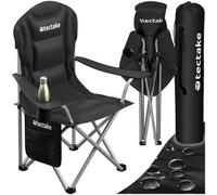 Tectake Camping Chair Mtx - Padded, Foldable, With Cup Holder And Side Pocket - Black - Per Piece