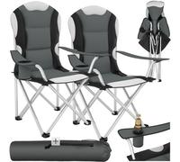 Tectake Camping Chair - Padded Seat With Carry Bag - Grey - Set Of 2